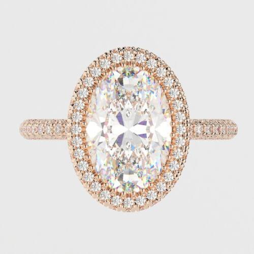 4.5ct Oval Moissanite with Triple Micropavé halo