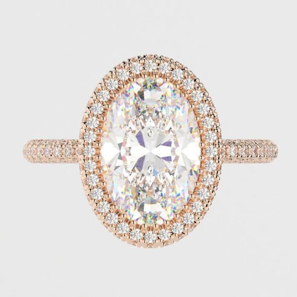 4.5ct Oval Moissanite with Triple Micropavé halo