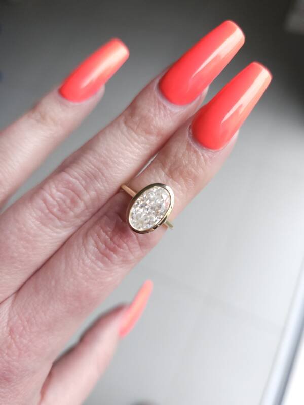 5ct Oval Crushed Ice Moissanite Bezel Engagement Ring - Image 7