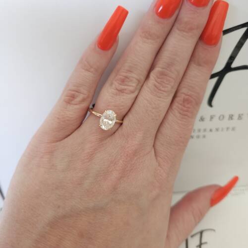 2.5ct Oval Moissanite with hidden halo
