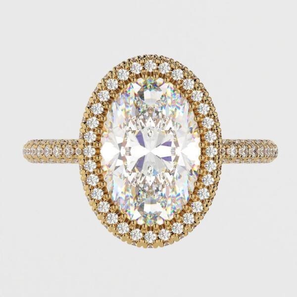 4.5ct Oval Moissanite with Triple Micropavé halo - Image 3