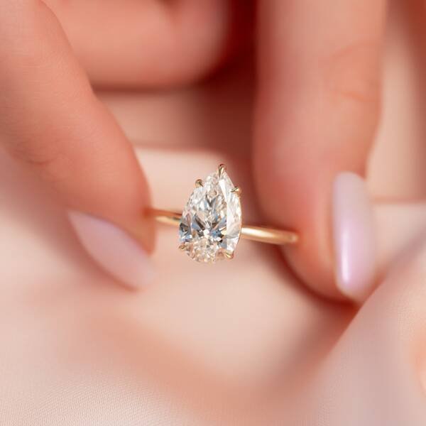 2ct Pear Moissanite with Petal Prongs - Image 5