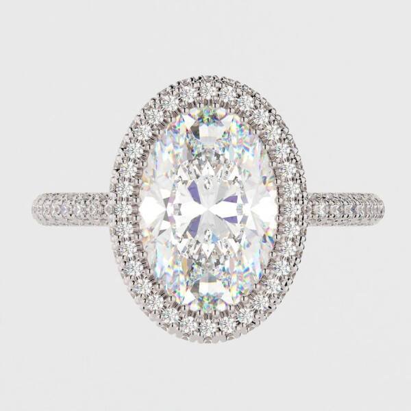 4.5ct Oval Moissanite with Triple Micropavé halo - Image 5