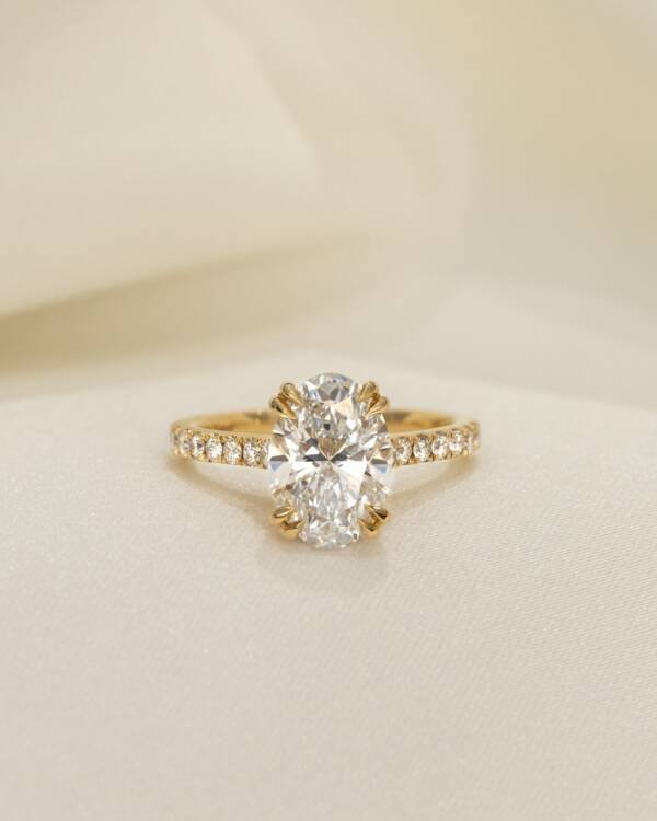 2ct Oval Moissanite With Double Claws And Hidden Halo
