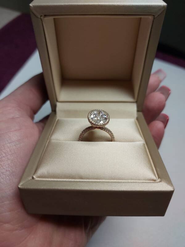 4.5ct Oval Moissanite with Triple Micropavé halo - Image 9