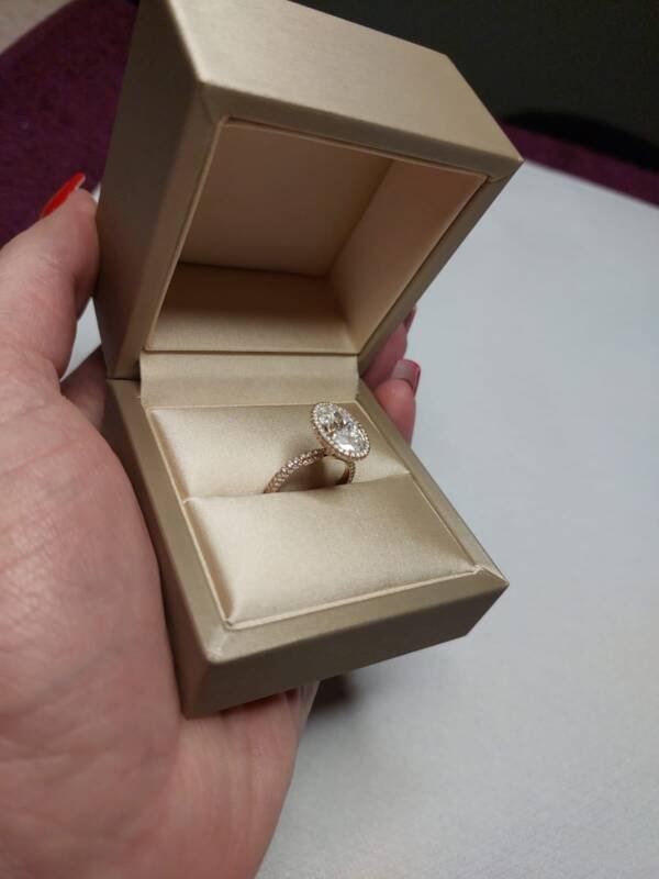 4.5ct Oval Moissanite with Triple Micropavé halo - Image 11