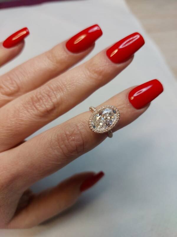 4.5ct Oval Moissanite with Triple Micropavé halo - Image 7