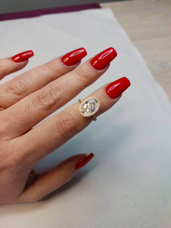 4.5ct Oval Moissanite with Triple Micropavé halo - Image 13