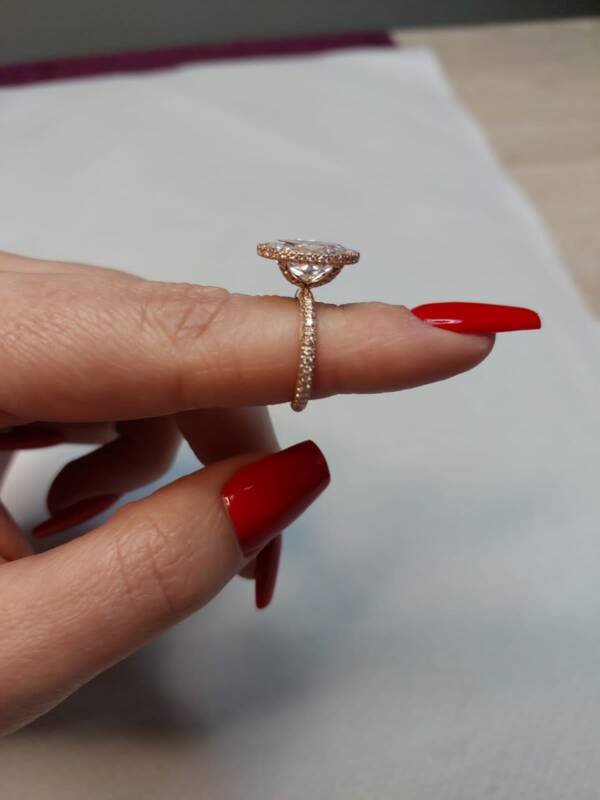 4.5ct Oval Moissanite with Triple Micropavé halo - Image 10
