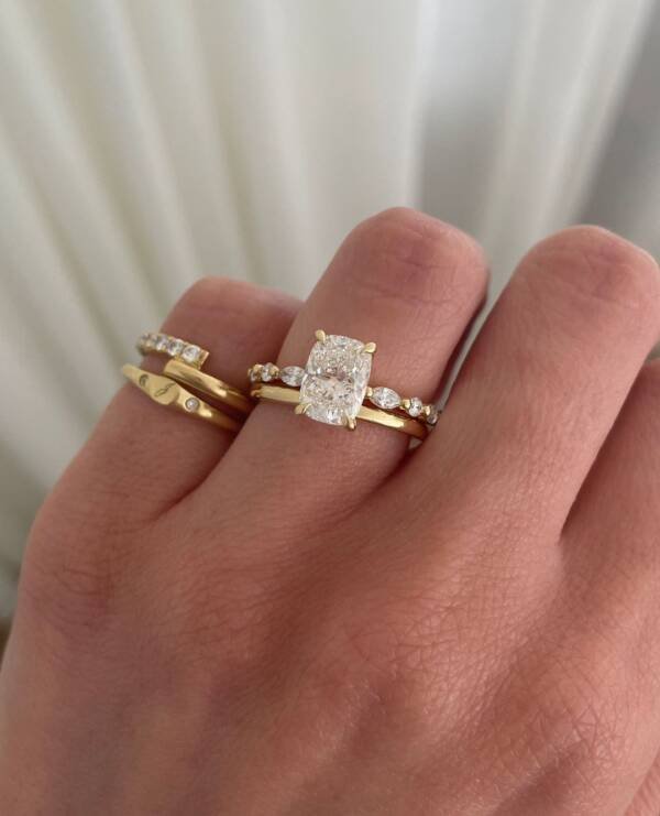 2ct Elongated Cushion Moissanite Engagement Ring - Image 4