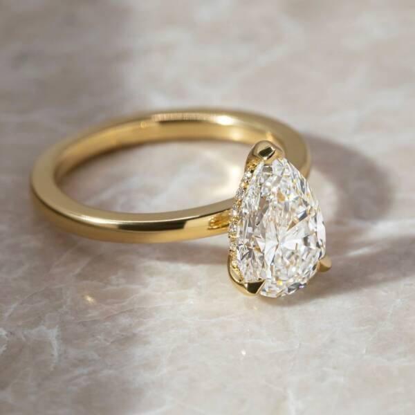 2ct Pear Lab-grown Diamond Engagement Ring With hidden halo - Image 2