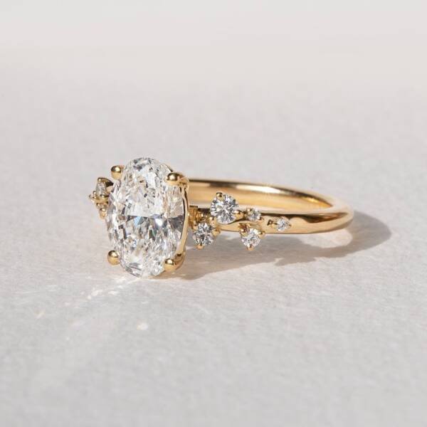 1.5ct Oval Lab-grown Diamond Engagement Ring With Micro Set Cluster Stones - Image 2
