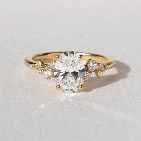 1.5ct Oval Lab-grown Diamond Engagement Ring With Micro Set Cluster Stones