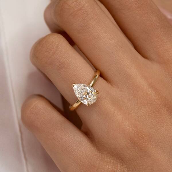 2ct Pear Lab-grown Diamond Engagement Ring With hidden halo - Image 3