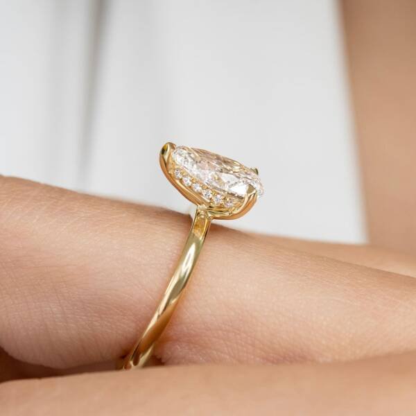 2ct Pear Lab-grown Diamond Engagement Ring With hidden halo - Image 4