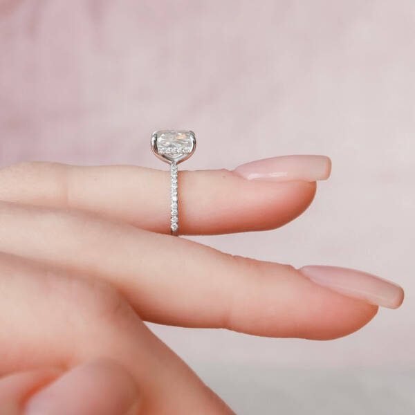 2.0 CT Cushion Cut Pave Setting Moissanite Engagement Ring - Image 3
