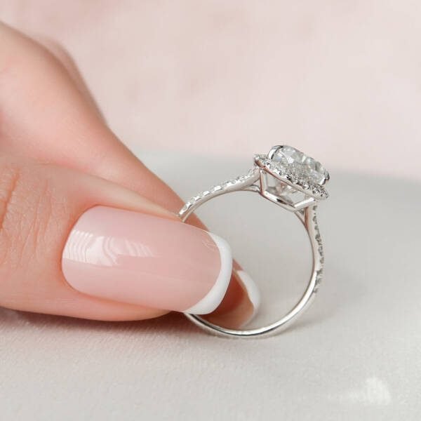 3.0 CT Pear Halo & Split Shank Moissanite Engagement Ring - Image 4