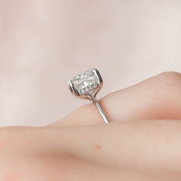 3.0 CT Cushion Hidden Halo Moissanite Engagement Ring - Image 3