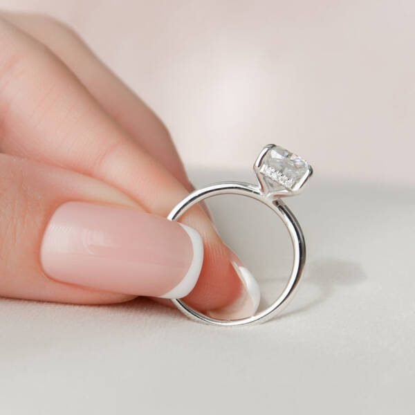 3.0 CT Cushion Hidden Halo Moissanite Engagement Ring - Image 2