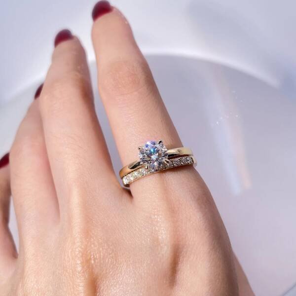 1.2ct Brilliant Round Moissanite Ring Set - Image 4