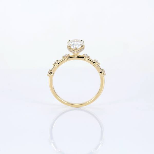 1.5ct Pear Moissanite With Hidden Halo & Accent Band - Image 5