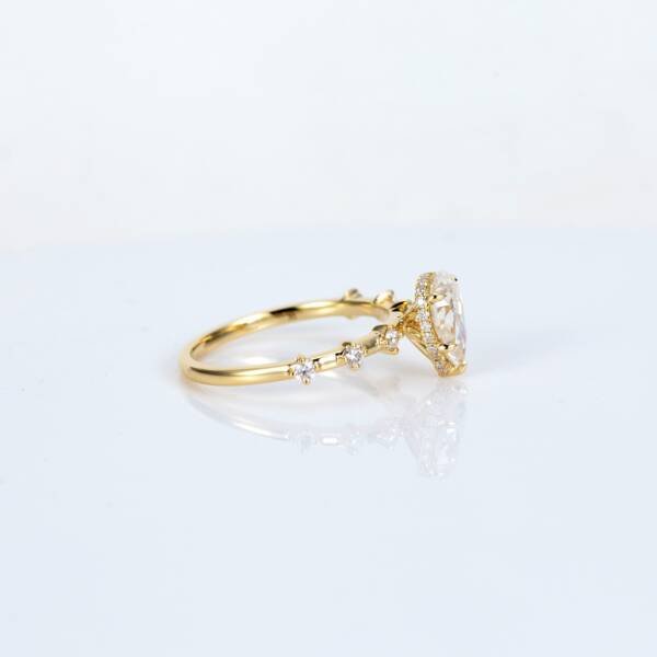 1.5ct Pear Moissanite With Hidden Halo & Accent Band - Image 4