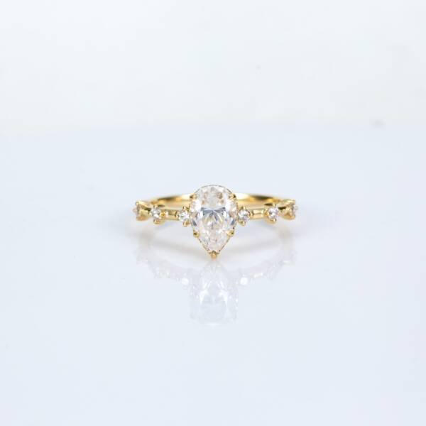 1.5ct Pear Moissanite With Hidden Halo & Accent Band - Image 2