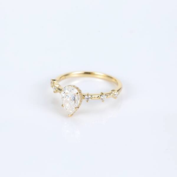 1.5ct Pear Moissanite With Hidden Halo & Accent Band - Image 3