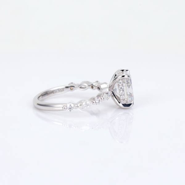 2ct Oval Moissanite With Hidden Halo & Accent Pavé Band - Image 7