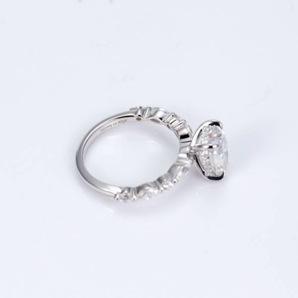 2ct Oval Moissanite With Hidden Halo & Accent Pavé Band - Image 5