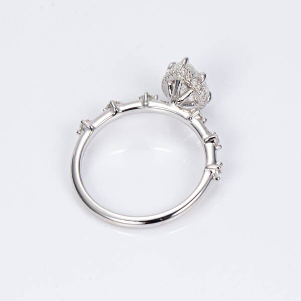 1.5ct Pear Moissanite With Hidden Halo & Accent Band - Image 8