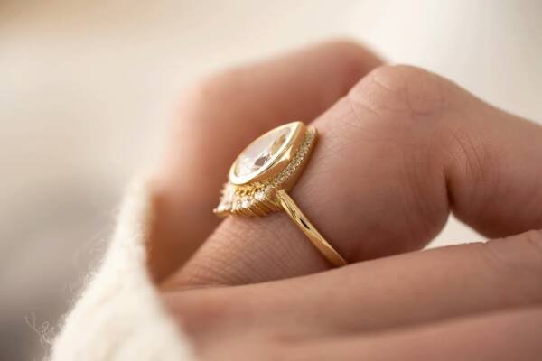 2.5ct Pear Moissanite Vintage Inspired Engagement Ring - Image 3