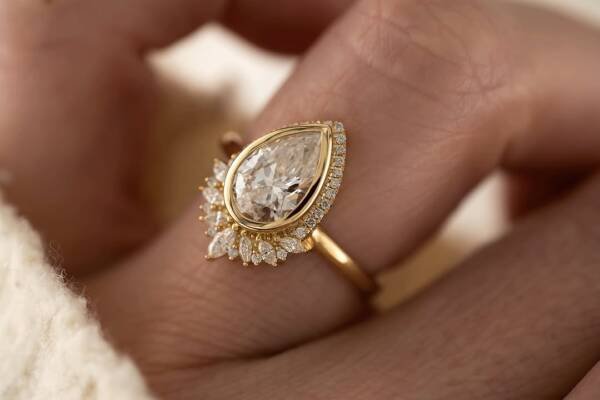 2.5ct Pear Moissanite Vintage Inspired Engagement Ring - Image 2