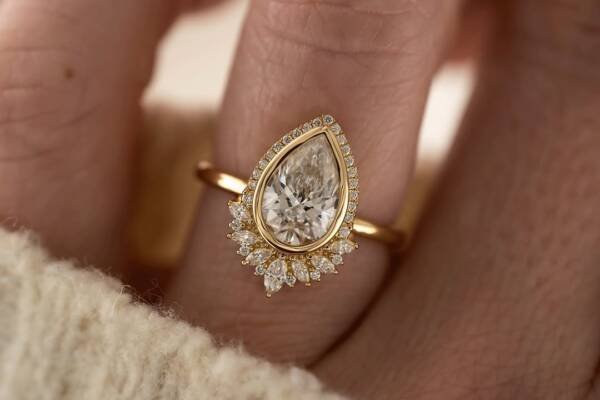 2.5ct Pear Moissanite Vintage Inspired Engagement Ring