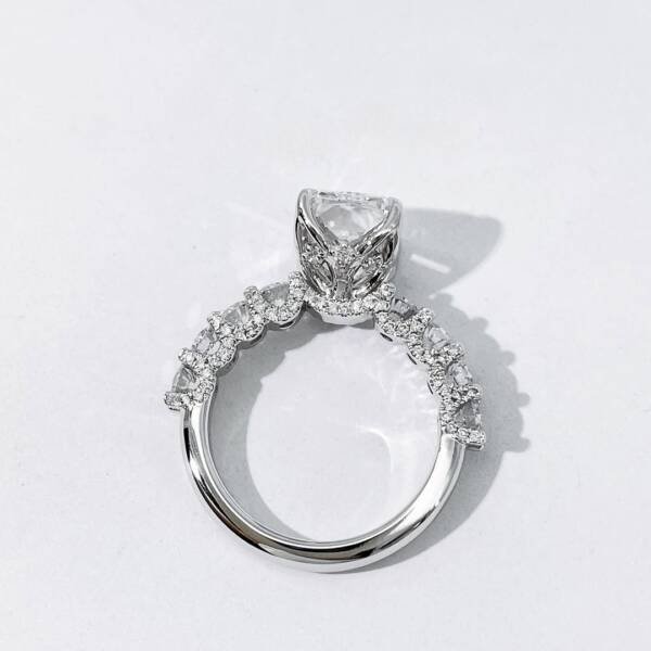 3.5ct Radiant Moissanite With Petal Prongs & U Pavé Band - Image 3