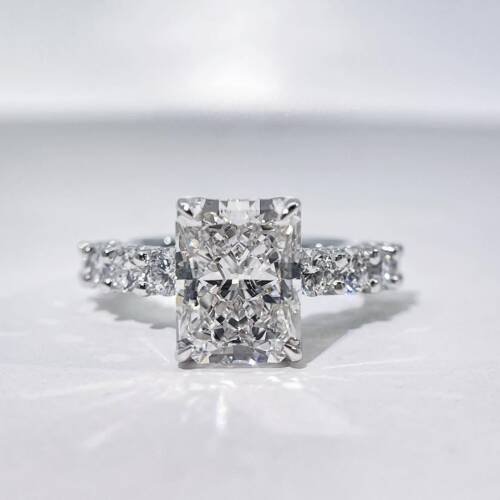 3.5ct Radiant Moissanite With Petal Prongs & U Pavé Band