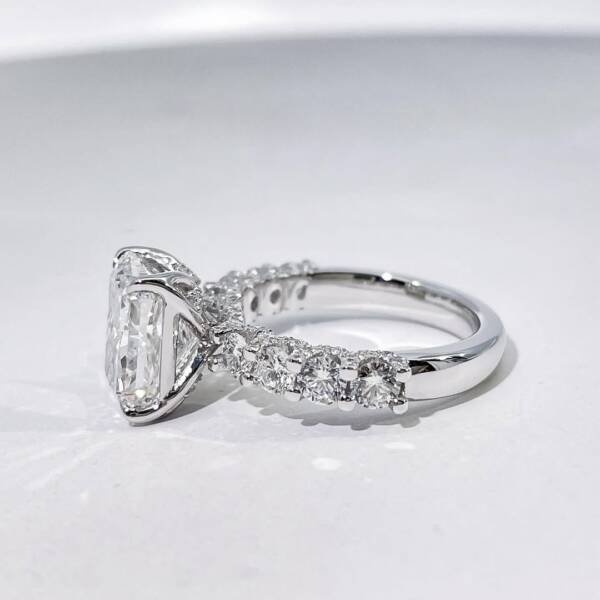 3.5ct Radiant Moissanite With Petal Prongs & U Pavé Band - Image 2