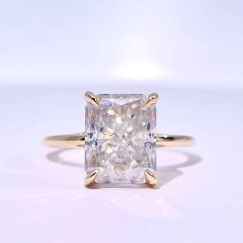 4ct Radiant Moissanite With Hidden Halo & Pavé Bridge