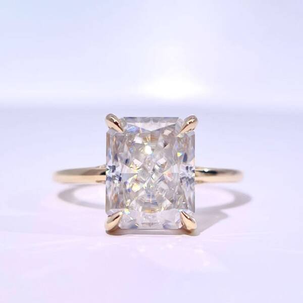 4ct Radiant Moissanite With Hidden Halo & Pavé Bridge
