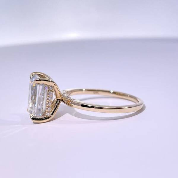 4ct Radiant Moissanite With Hidden Halo & Pavé Bridge - Image 2